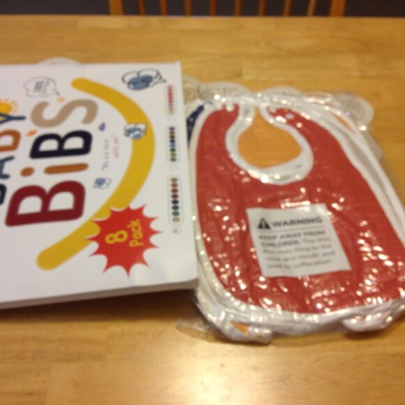 100% cotton baby bibs, pack of 8 new bibs, multiple colors - Picture 8 of 11